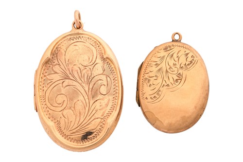 Lot 305 - Two oval lockets; the first embossed with a...