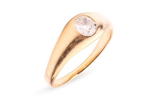 Lot 7 - A diamond-set gypsy ring, centred with an...