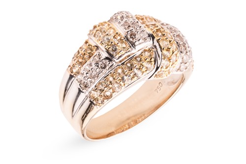 Lot 48 - A diamond and citrine dress ring of knot...