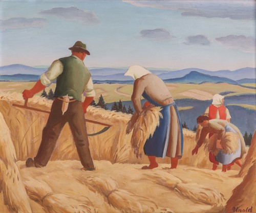 Lot 64 - Max Unold (German 1885-1964) Harvesting signed...
