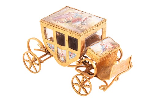 Lot 344 - A Viennese ormolu and hard enamel horse-drawn...