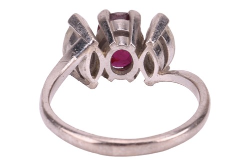 Lot 130 - A ruby and diamond-set ring, composed of an...