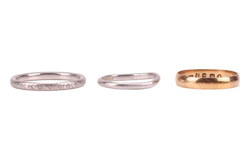 Lot 313 - Three rings; comprising a Victorian 3.4mm...
