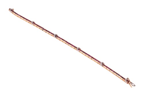 Lot 265 - An Art Deco gem-set line bracelet, comprising...