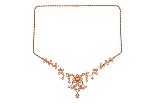 Lot 310 - A Victorian floral and foliate seed pearl...
