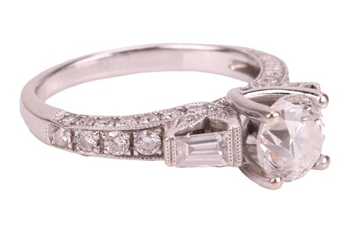 Lot 109 - A diamond solitaire ring in 18ct white gold,...