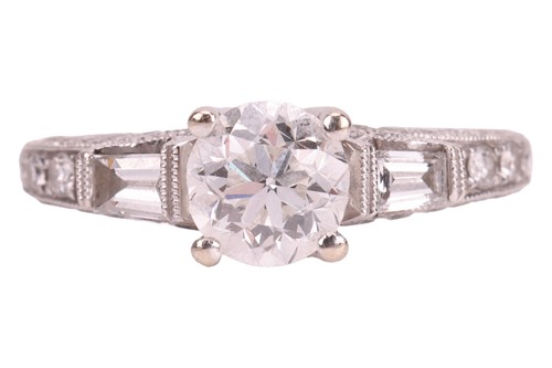 Lot 109 - A diamond solitaire ring in 18ct white gold,...