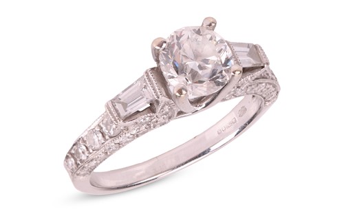 Lot 109 - A diamond solitaire ring in 18ct white gold,...