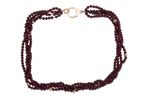 Lot 173 - A garnet bead bavette necklace, comprising...