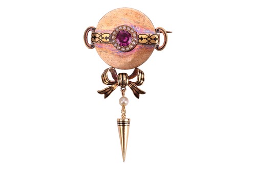 Lot 33 - A late 19th-century gem-set brooch, the round...