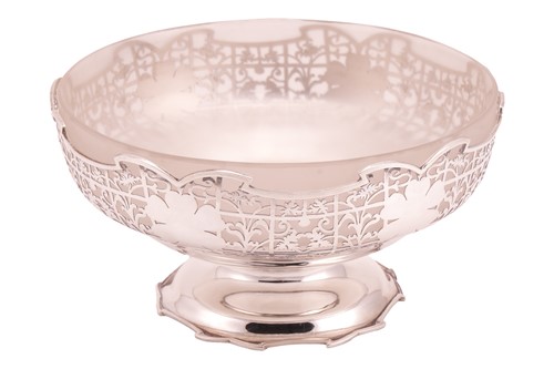 Lot 374 - A silver fruit bowl, circular with...