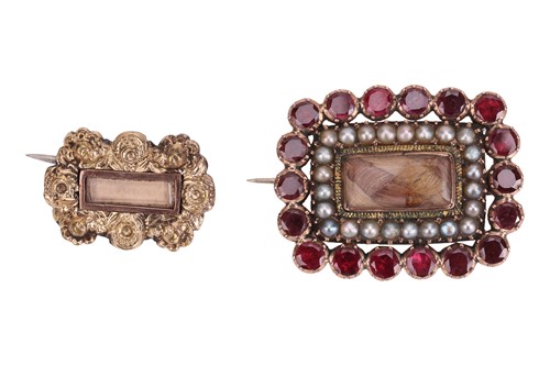 Lot 1 - Two George III mourning fichu pins; to include...