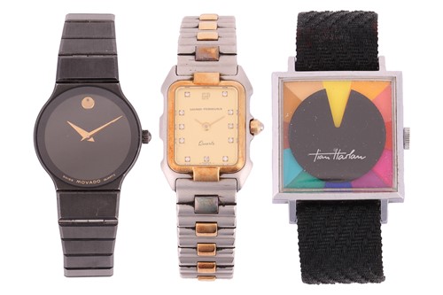 Lot 126 - A group of three watches; The first a Movado...
