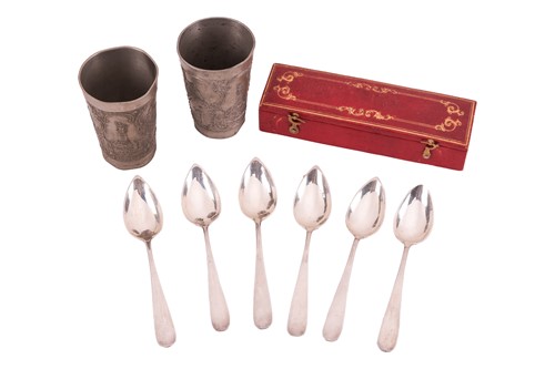 Lot 120 - A cased set of 19th century European silver...