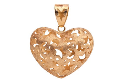 Lot 160 - A hollow heart pendant, consisting of a...