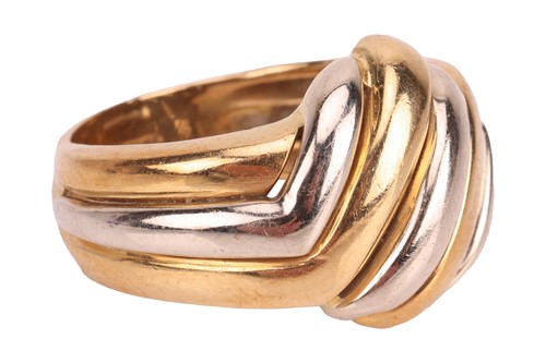 Lot 69 - A two-tone dress ring in 18ct gold, of...