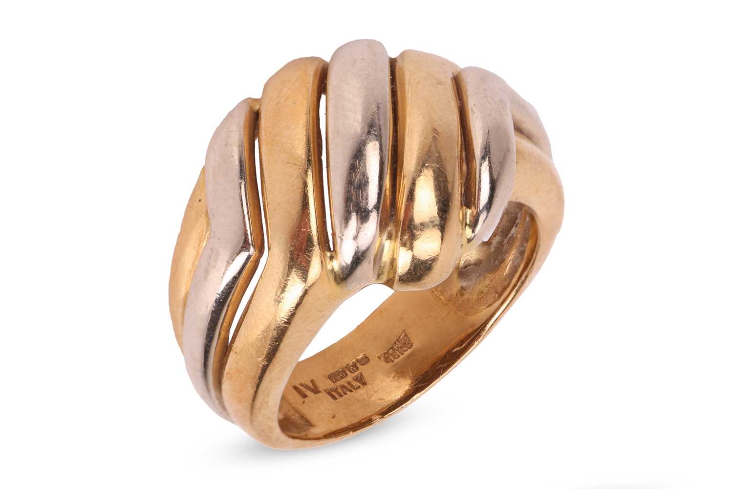 Lot 69 - A two-tone dress ring in 18ct gold, of...
