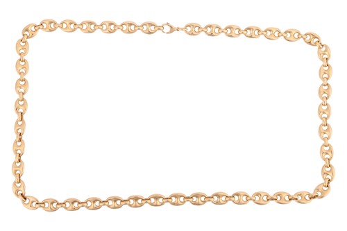 Lot 18 - A long heavy anchor link chain, fastened with...