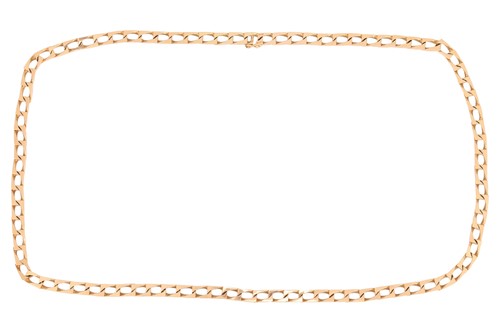 Lot 17 - A square curb link necklace, comprising a...