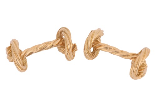 Lot 21 - A pair of 'Marine knot' cufflinks, textured...