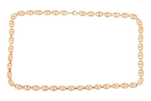 Lot 159 - A long heavy anchor link chain, fastened with...