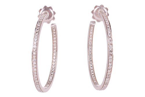 Lot 226 - Mappin & Webb - a pair of diamond-set hoop...