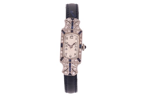 Lot 317 - A diamond and sapphire-set cocktail watch,...