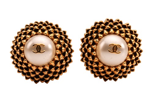 Lot 253 - Chanel - a pair of faux pearl earrings of...