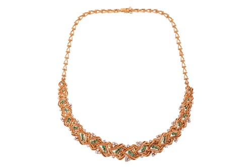 Lot 61 - An emerald and diamond parure; comprising a...