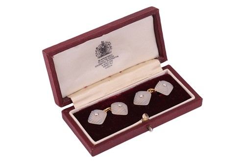 Lot 38 - A pair of Edwardian carved chalcedony...