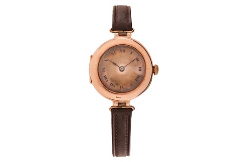 Lot 345 - Rolex – A 9ct Gold Trench-Style Wristwatch...