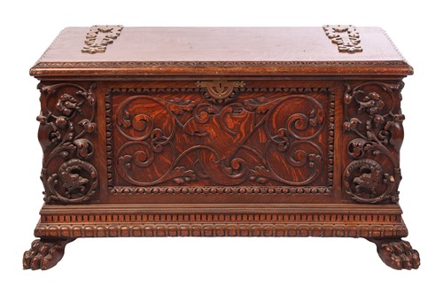 Lot 22 - An Italian Renaissance style cassone, brass...