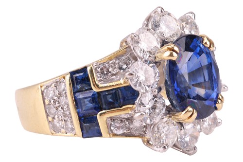 Lot 181 - An unheated Burmese sapphire and diamond dress...