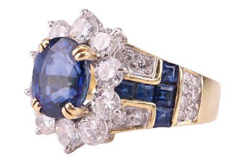 Lot 181 - An unheated Burmese sapphire and diamond dress...
