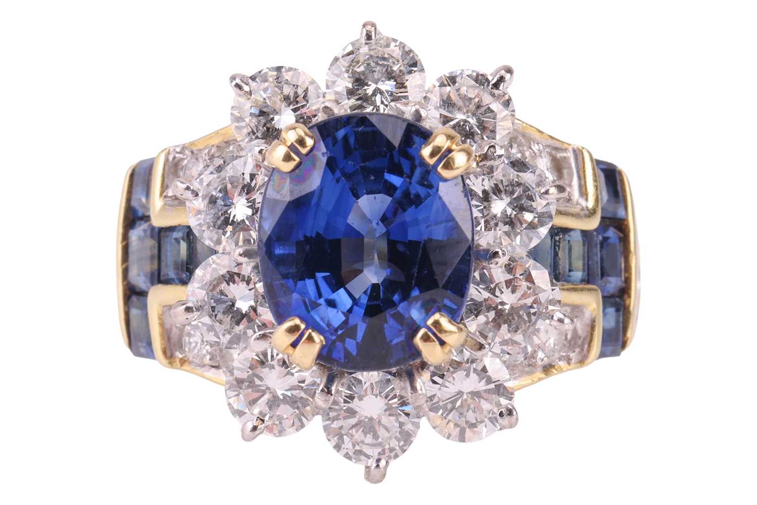 Lot 181 - An unheated Burmese sapphire and diamond dress...