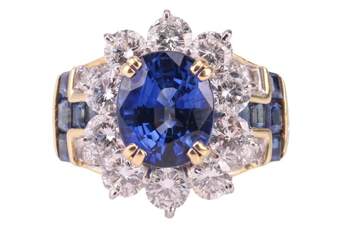 Lot 181 - An unheated Burmese sapphire and diamond dress...