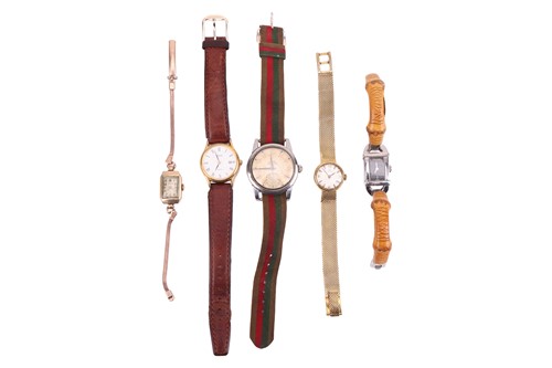 Lot 122 - A group of five watches; The first a Longines...