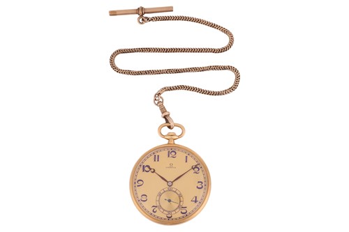 Lot 392 - Omega – An ‘18K’ Open Face Pocket Watch...