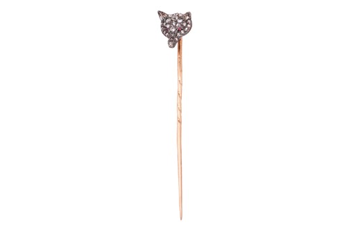Lot 7 - A Victorian gem-set fox stick pin, composed of...