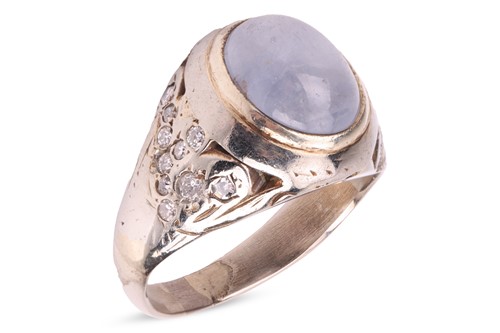 Lot 73 - A star sapphire and diamond-set ring,...