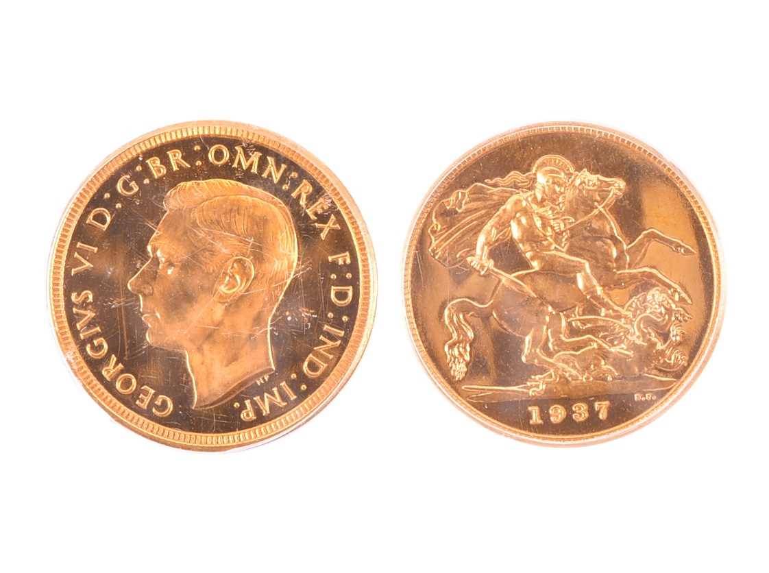 Lot 105 - GEORGE VI, 1936-52. PROOF SOVEREIGN, 1937 Obv:...