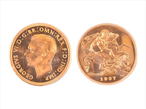 Lot 105 - GEORGE VI, 1936-52. PROOF SOVEREIGN, 1937 Obv:...