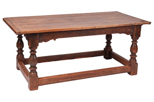 Lot 15 - An oak refectory table, 17th century and later,...