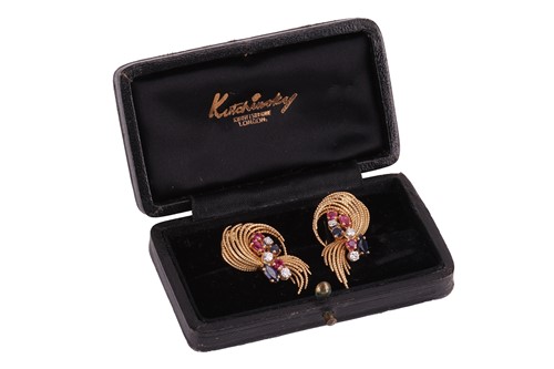 Lot 50 - Kutchinsky - A pair of gem-set clip-on...