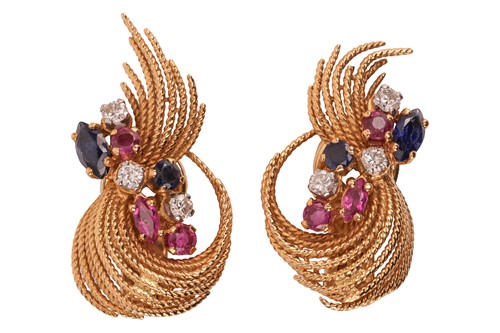 Lot 50 - Kutchinsky - A pair of gem-set clip-on...