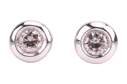 Lot 103 - A pair of diamond-set stud earrings, composed...