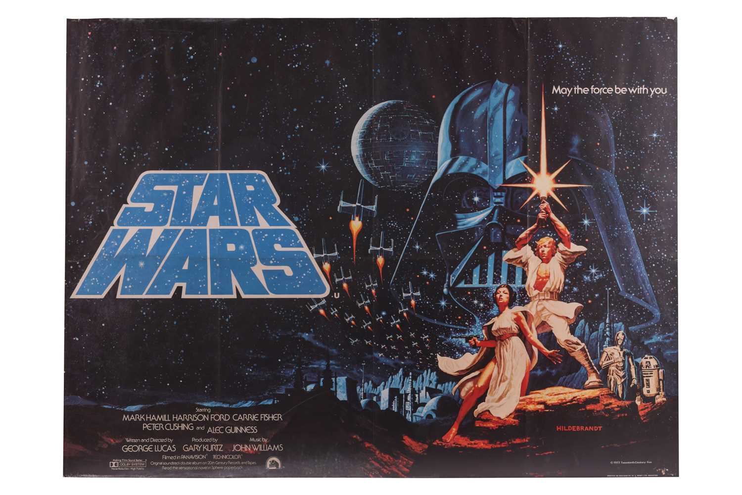 Lot 137 - A rare 1977 Star Wars British quad poster, the...
