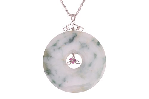 Lot 188 - A jade pendant on chain, comprising a large...