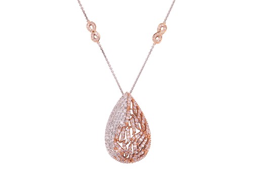 Lot 165 - A diamond-set drop pendant, comprising a...