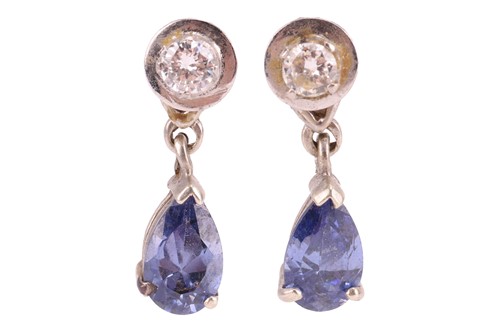 Lot 186 - A pair of paste and diamond drop earrings,...